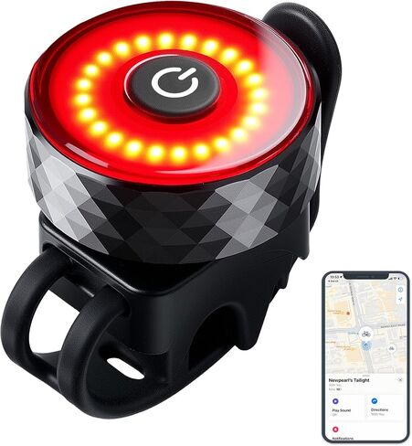 مصباح خلفي لدراجة Find My Bike - ضوء خلفي ذكي مصباح خلفي جديد للدراجة قابل لإعادة الشحن عبر USB - مصباح LED ذكي مع تقنية استشعار الفرامل، مقاوم للماء IP65، رؤية 984 قدم، متوافق مع Apple Find My Anti-Theft iPhone in Kuwait