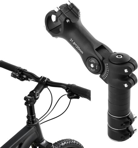 Bike Stem Elevating Adapter Set, Fits 31.8mm Handlebars Adjustable Bike Stem with 100mm Length, 0-60 Degree Angle Adjustment Neck Extension Kit for MTB E-Bike in Kuwait