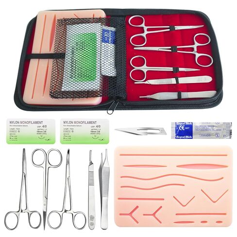 Suture Practice Kit for Medical Students, Silicone Pad Surgical Wound Suturing Practice, Supplies for Vet Nursing Students Simulation Surgical Suture Training Toolkit (Education Use Only) in Kuwait