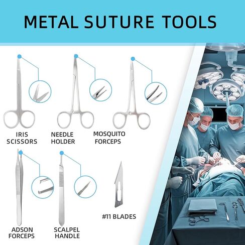 Suture Practice Kit for Medical Students, Silicone Pad Surgical Wound Suturing Practice, Supplies for Vet Nursing Students Simulation Surgical Suture Training Toolkit (Education Use Only) in Kuwait