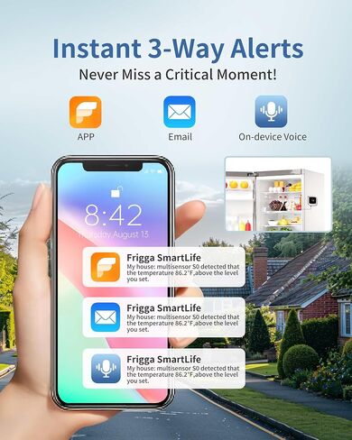 Frigga S0-P 4G & WiFi ثلاجة ميزان حرارة مع منبه، مراقب درجة حرارة الفريزر مع التحكم في التطبيق للمطبخ المنزلي، حوض استحمام ساخن، ثلاجة، اشتراك لمدة عامين in Kuwait