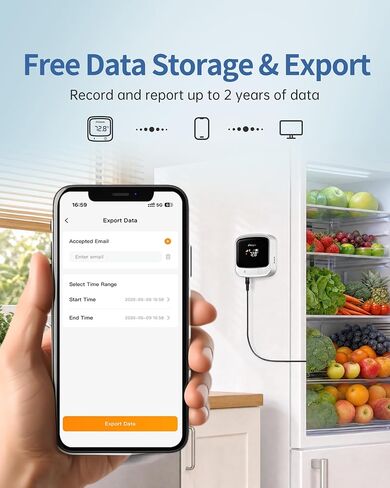 Frigga S0-P 4G & WiFi ثلاجة ميزان حرارة مع منبه، مراقب درجة حرارة الفريزر مع التحكم في التطبيق للمطبخ المنزلي، حوض استحمام ساخن، ثلاجة، اشتراك لمدة عامين in Kuwait