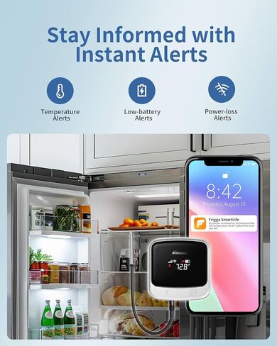 Frigga S0-P 4G & WiFi ثلاجة ميزان حرارة مع منبه، مراقب درجة حرارة الفريزر مع التحكم في التطبيق للمطبخ المنزلي، حوض استحمام ساخن، ثلاجة، اشتراك لمدة عامين in Kuwait
