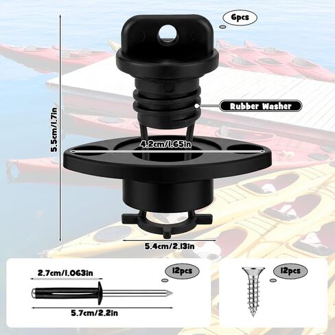 6 Set Kayak Drain Plug Kit with 12 Pcs Rivets Assortment Boat Scupper Plugs Thread Bung for Kayak Canoe Boat with Screws Hardware in Saudi Arabia