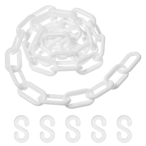 Plastic Chain Links, 3 Ft 6mm Plastic Chains with 5 S-Hooks, Linking Chains for Barriers, Crowd Control, Parking, Fences, Gates, Concerts, and Decoration, White in Saudi Arabia