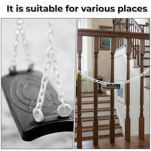 Plastic Chain Links, 3 Ft 6mm Plastic Chains with 5 S-Hooks, Linking Chains for Barriers, Crowd Control, Parking, Fences, Gates, Concerts, and Decoration, White in Saudi Arabia
