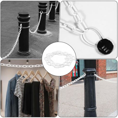 Plastic Chain Links, 3 Ft 6mm Plastic Chains with 5 S-Hooks, Linking Chains for Barriers, Crowd Control, Parking, Fences, Gates, Concerts, and Decoration, White in Saudi Arabia