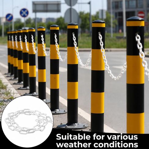 Plastic Chain Links, 3 Ft 6mm Plastic Chains with 5 S-Hooks, Linking Chains for Barriers, Crowd Control, Parking, Fences, Gates, Concerts, and Decoration, White in Saudi Arabia