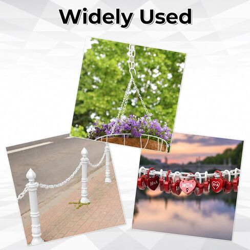 Plastic Chain Links, 3 Ft 6mm Plastic Chains with 5 S-Hooks, Linking Chains for Barriers, Crowd Control, Parking, Fences, Gates, Concerts, and Decoration, White in Saudi Arabia