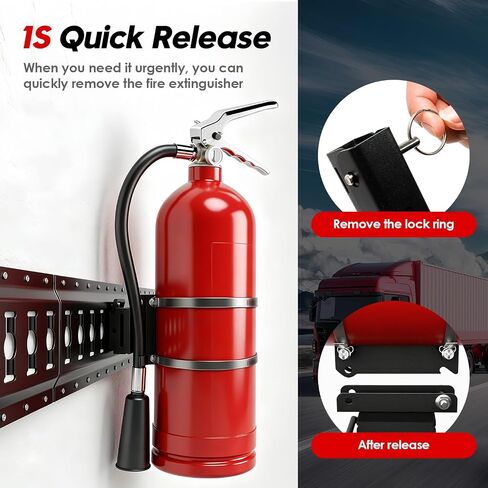 Vertical Fire Extinguisher Mount, Heavy Duty Bracket for 5-10 lbs Extinguishers, Quick-Release Accessory for Vehicle or E-Track Garage, Semi & Off-Road Use in Saudi Arabia