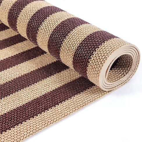 PVC Drainage Floor Mat Non Slip Floor Matting with Drain Holes (3FTX10FT) | Commercial,Heavy Duty, Wet Area Water Drain,Beige and Brown,for Bathroom Garage Swimming Pool Backyard Kitchen in Saudi Arabia