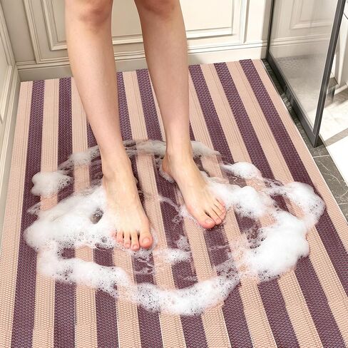 PVC Drainage Floor Mat Non Slip Floor Matting with Drain Holes (3FTX10FT) | Commercial,Heavy Duty, Wet Area Water Drain,Beige and Brown,for Bathroom Garage Swimming Pool Backyard Kitchen in Saudi Arabia