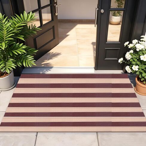 PVC Drainage Floor Mat Non Slip Floor Matting with Drain Holes (3FTX10FT) | Commercial,Heavy Duty, Wet Area Water Drain,Beige and Brown,for Bathroom Garage Swimming Pool Backyard Kitchen in Saudi Arabia