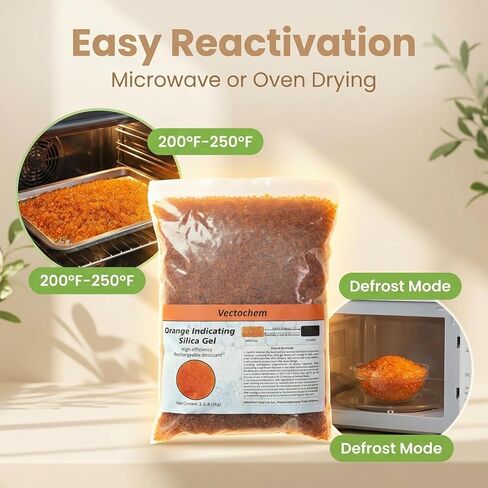 Orange Indicating Silica Gel Desiccants Standard Size 3-5 mm Rechargeable Desiccant Beads (Orange to Dark Green) - for 3D Printer, Electronic Devices, Camera, Documents. (2.2, Pounds) in Saudi Arabia