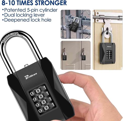 Combination Lock, 4 Digit Outdoor Heavy Duty Padlock Metal, Weatherproof Alloy Locks with Long Hardened Steel Shackle, High Security Large Padlocks for Sheds Fence, Gate Hasps, Storage Unit-Black in Kuwait