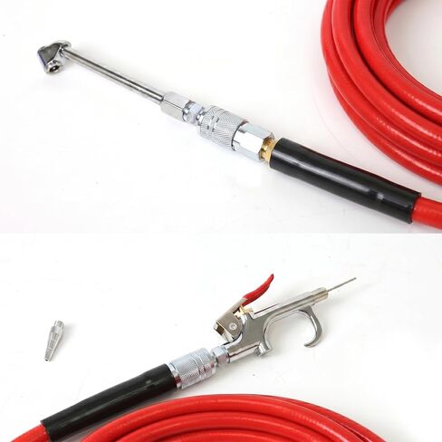 20-Pc 3/8" x 25ft PVC Air Hose Kit, Air Compressor Accessories with 300 PSI Work Pressure, Air Blow Gun, Tire Chucks and 1/4" NPT Plugs in Kuwait