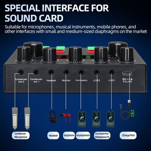 Podcast Microphone Kit with Audio Mixer, BM800 Condenser Mic, Adjustable Arm, Pop Filter, Shock Mount, for Gaming, Streaming, and Recording in Kuwait