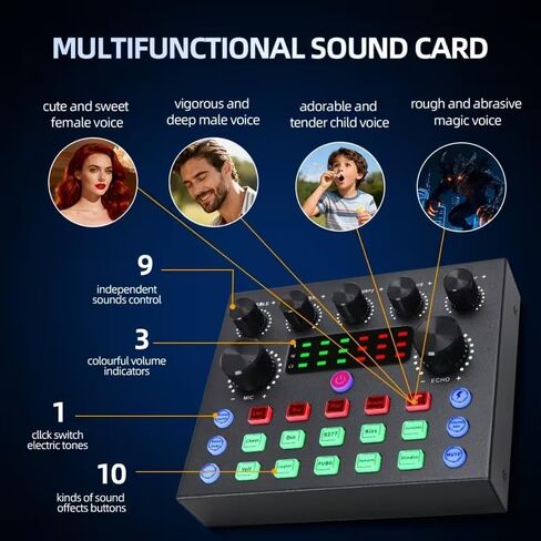 Podcast Microphone Kit with Audio Mixer, BM800 Condenser Mic, Adjustable Arm, Pop Filter, Shock Mount, for Gaming, Streaming, and Recording in Kuwait