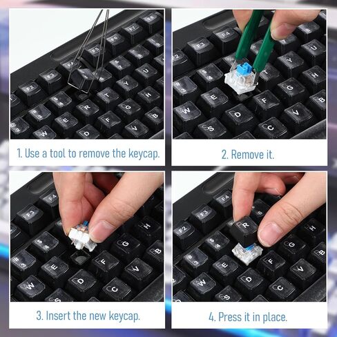52 Pcs Blue Mechanical Keyboard Switches, 3-Pin Clicky Tactile Switches | Complete DIY Replacement Kit with Switch Puller & Brush, Pre-Lubricated for Gaming Keyboard Typing and DIY Builds, Blue in Kuwait