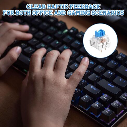 52 Pcs Blue Mechanical Keyboard Switches, 3-Pin Clicky Tactile Switches | Complete DIY Replacement Kit with Switch Puller & Brush, Pre-Lubricated for Gaming Keyboard Typing and DIY Builds, Blue in Kuwait