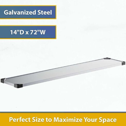 2-Pack NSF 14" x 72" Solid Shelf - Industrial Galvanized Steel Shelf for Restaurant Storage in Kuwait