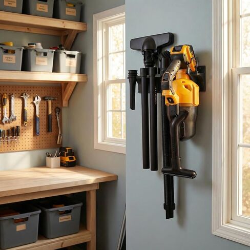 حامل تثبيت على الحائط لجهاز DeWalt DCV501HB 20V بحد أقصى، رف تخزين عالي التحمل لمكنسة اليد اللاسلكية، منظم محطة إرساء المرآب، تصميم موفر للمساحة (أسود) in Kuwait