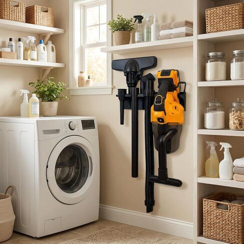 حامل تثبيت على الحائط لجهاز DeWalt DCV501HB 20V بحد أقصى، رف تخزين عالي التحمل لمكنسة اليد اللاسلكية، منظم محطة إرساء المرآب، تصميم موفر للمساحة (أسود) in Kuwait