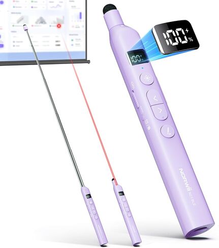 Norwii N21 Bluetooth Presentation Clicker with Telescopic Teaching Pointer, Presentation Remote with Retractable Stick for PowerPiont, Wireless Presenter, Slide Advancer - Purple in Saudi Arabia