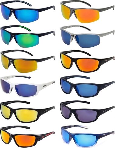 Renegade Sport Series Polarized Wrap Around Sport Sunglasses, 12 Pairs Multipack, for Men, Women, Unisex Fishing, Driving, Cycling, Outdoor Sports in Kuwait