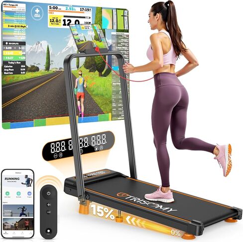 Walking Pad with 10% Incline & Handle Bar, Low Noise Walking Pad Treadmill for Home Small, Trisomy 3.5HP Treadmill with Incline, 4 in 1 Portable Compact Walking Pad with Incline/APP 350lbs in Kuwait