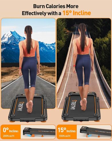 Walking Pad with 10% Incline & Handle Bar, Low Noise Walking Pad Treadmill for Home Small, Trisomy 3.5HP Treadmill with Incline, 4 in 1 Portable Compact Walking Pad with Incline/APP 350lbs in Kuwait
