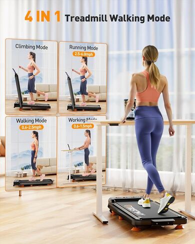 Walking Pad with 10% Incline & Handle Bar, Low Noise Walking Pad Treadmill for Home Small, Trisomy 3.5HP Treadmill with Incline, 4 in 1 Portable Compact Walking Pad with Incline/APP 350lbs in Kuwait