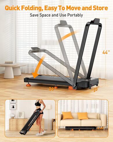 Walking Pad with 10% Incline & Handle Bar, Low Noise Walking Pad Treadmill for Home Small, Trisomy 3.5HP Treadmill with Incline, 4 in 1 Portable Compact Walking Pad with Incline/APP 350lbs in Kuwait