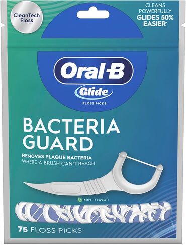 خيط تنظيف الأسنان Glide Bacteria Guard، يزيل بكتيريا البلاك، ويساعد على منع التسوس، بالنعناع، ​​75 قطعة in Kuwait