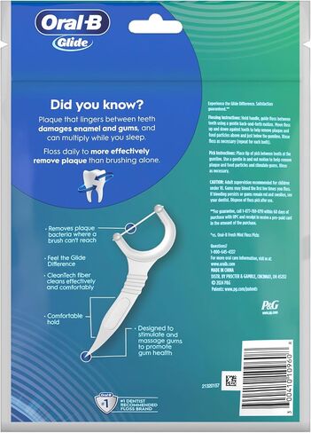 خيط تنظيف الأسنان Glide Bacteria Guard، يزيل بكتيريا البلاك، ويساعد على منع التسوس، بالنعناع، ​​75 قطعة in Kuwait