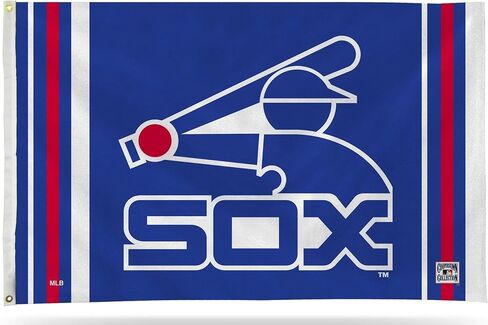 لافتة علم Chicago White Sox، شعار Cooperstown Retro، مقاس 3×5 أقدام، بوليستر، حلقات معدنية، مرخصة رسميًا in Kuwait