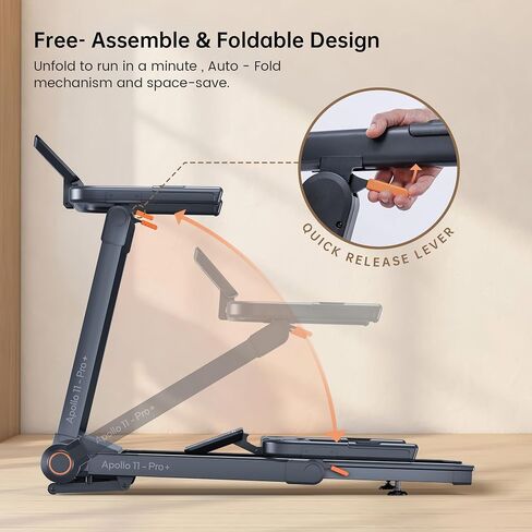جهاز مشي Vitalwalk قابل للطي مع ميل تلقائي، حزام تشغيل عريض 48 بوصة × 18 بوصة، 10 ميل في الساعة، 3.5 حصان بدون فرش، جهاز المشي للمنزل، قابل للطي تلقائيًا، بدون تركيب، سعة 350 رطل، تطبيق in Kuwait