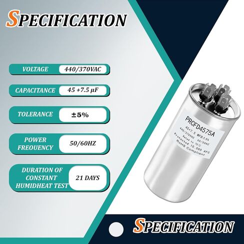 PRCFD4575A Capacitor 45+7.5UF 370/440VAC Helps Motor Start Stably Explosion-Proof in Kuwait