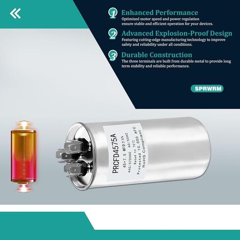 PRCFD4575A Capacitor 45+7.5UF 370/440VAC Helps Motor Start Stably Explosion-Proof in Kuwait