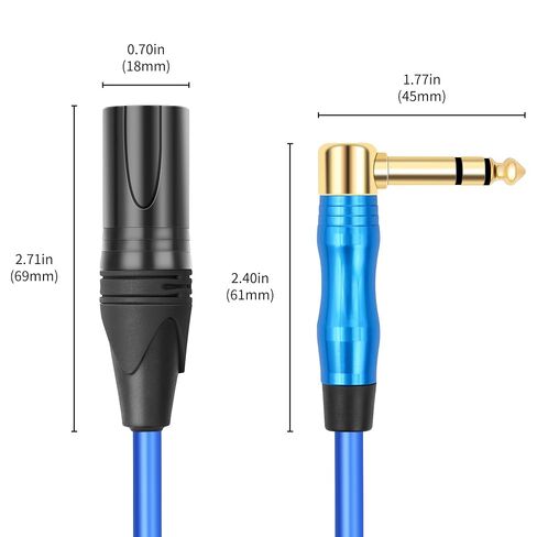 XLR إلى 1/4 كابل مايكروفون 90 درجة 6.35 مللي متر ذكر TRS إلى XLR 3 دبوس ذكر كابل الصوت 1FT (30 سنتيمتر) ل خلاط الجيتار الكهربائي 2 قطعة in Kuwait