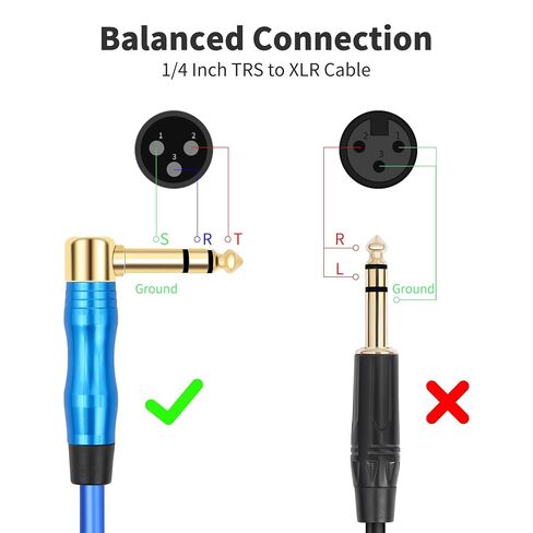 XLR إلى 1/4 كابل مايكروفون 90 درجة 6.35 مللي متر ذكر TRS إلى XLR 3 دبوس ذكر كابل الصوت 1FT (30 سنتيمتر) ل خلاط الجيتار الكهربائي 2 قطعة in Kuwait