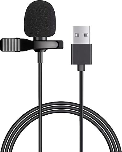 ميكروفون QQM USB Lavalier، ميكروفون قابل للتوصيل والتشغيل للكمبيوتر الشخصي | ميكروفون متعدد الاتجاهات بمشبك لتسجيل صوتي واضح. قم بتوصيل وتشغيل تصميم USB لأجهزة الكمبيوتر المحمول وأجهزة الكمبيوتر الشخصية وأجهزة Mac وZoom والبث والألعاب. in Kuwait