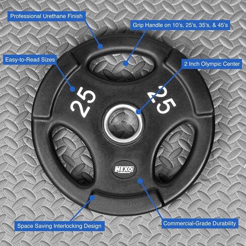 NEXO Commercial Urethane Grip 85lb Plate Set - Includes 2x 25's, 2x 10's, 2x 5's, and 2x 2.5's - Olympic 2 Inch, Premium Finish for Weight Training Home or Commercial in Kuwait