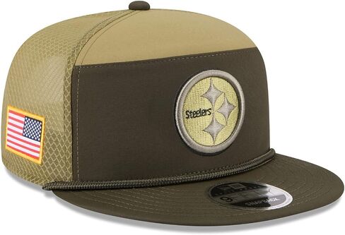 New Era Unisex-Adult NFL 9FIFTY Green Salute to Service Split Panel Football Adjustable Snapback Hat Cap One Size Fits All in Kuwait