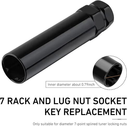 6 Spline Lug Nut Socket, Non-slip Lug Nut and Bolt Removal Tool, Alloy Rust Resistant Wheel Locking Socket Tool, Universal Modification for 13/16" & 7/8" Hex Wrench (Black) in Saudi Arabia
