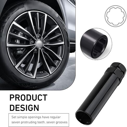 6 Spline Lug Nut Socket, Non-slip Lug Nut and Bolt Removal Tool, Alloy Rust Resistant Wheel Locking Socket Tool, Universal Modification for 13/16" & 7/8" Hex Wrench (Black) in Saudi Arabia