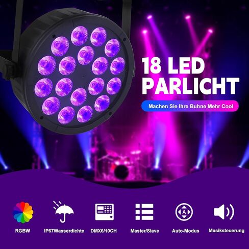 4PCS 180 W Stage Par Lights, RGBW 4-in-1 LED Par Can Light with DMX512 Sound Controlled Uplights, Stage Lights for Parties Wedding Festival Events Church in Kuwait