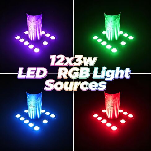 آلة SHEHDS CO2 Jet مع 12x3W RGB LED، 3 في 1 Cryo & Light، 90 درجة قابلة للتعديل، نطاق 16-20 قدمًا، DMX512، آلة دخان مسرح LED احترافية للحفلات الموسيقية والنوادي الليلية والمسارح وحفلات الزفاف والحفلات. in Kuwait