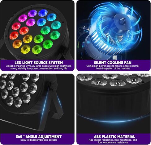 4PCS 180 W Stage Par Lights, RGBW 4-in-1 LED Par Can Light with DMX512 Sound Controlled Uplights, Stage Lights for Parties Wedding Festival Events Church in Kuwait