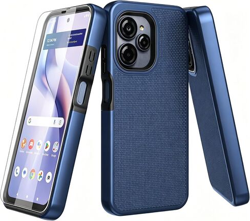 for Blu View Speed Ultra 5G B1660V Phone Case with Screen Protector Black | Dual Layer Heavy Duty Military Grade Shockproof Corner Cover for Blu View Speed Ultra in Saudi Arabia